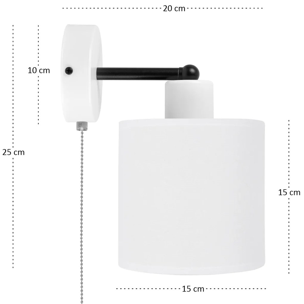Biały kinkiet LED z włącznikiem z białym abażurem SHWD-C-1010WE-WE jed