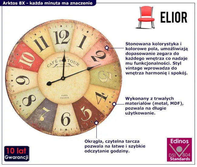 Wielobarwny zegar ścienny 60 cm T0-L95