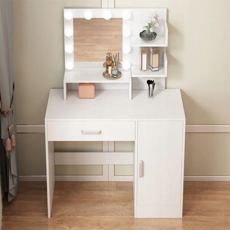 Toaletka kosmetyczna makijażu wizażu z lustrem led nowoczesna glamour loft