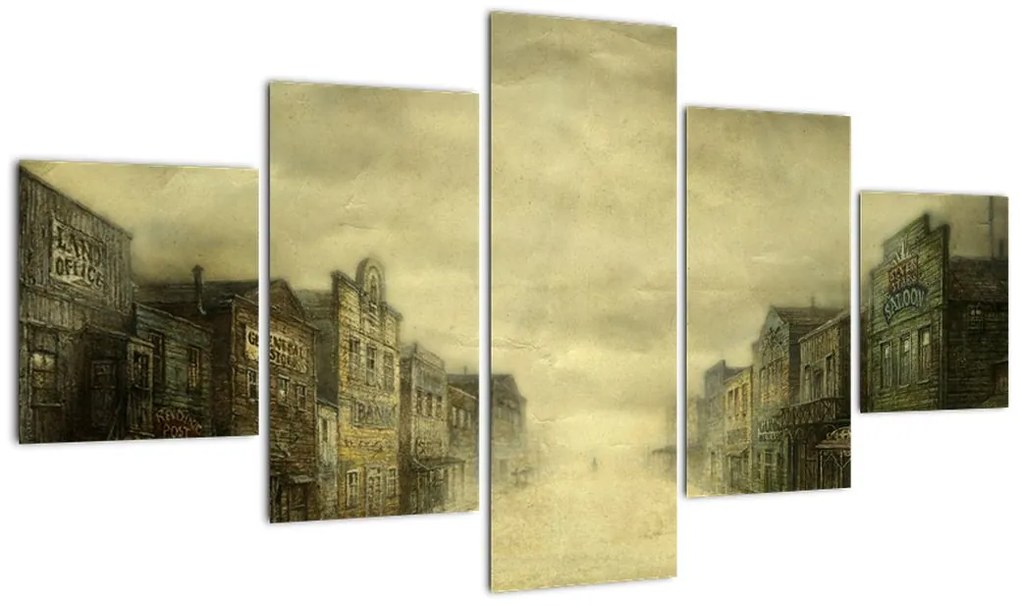 Obraz westernowego miasteczka (125x70 cm)