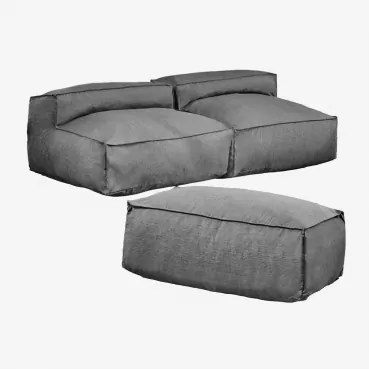 Sofa Modułowy 2-częściowy Z Pufą Dojans Szary Granit - Sklum