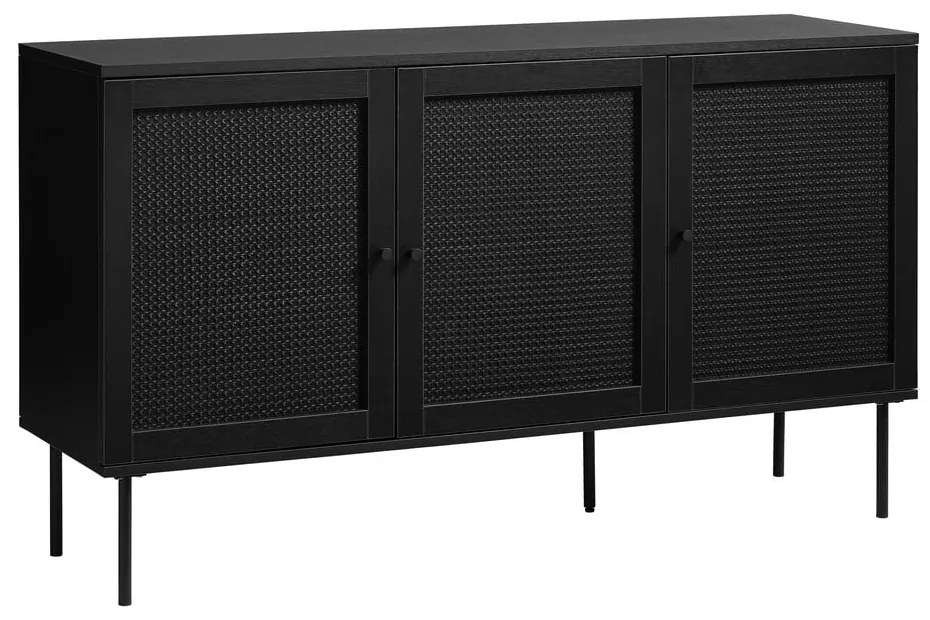 Czarna niska komoda w dekorze dębu 140x80 cm Pensacola – Unique Furniture