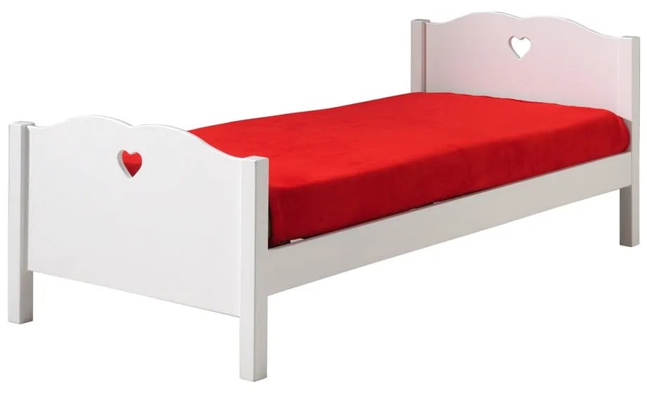 Białe łóżko dziecięce z litego drewna sosnowego z wysuwanym łóżkiem ze schowkiem 90x200 cm AMORI – Vipack