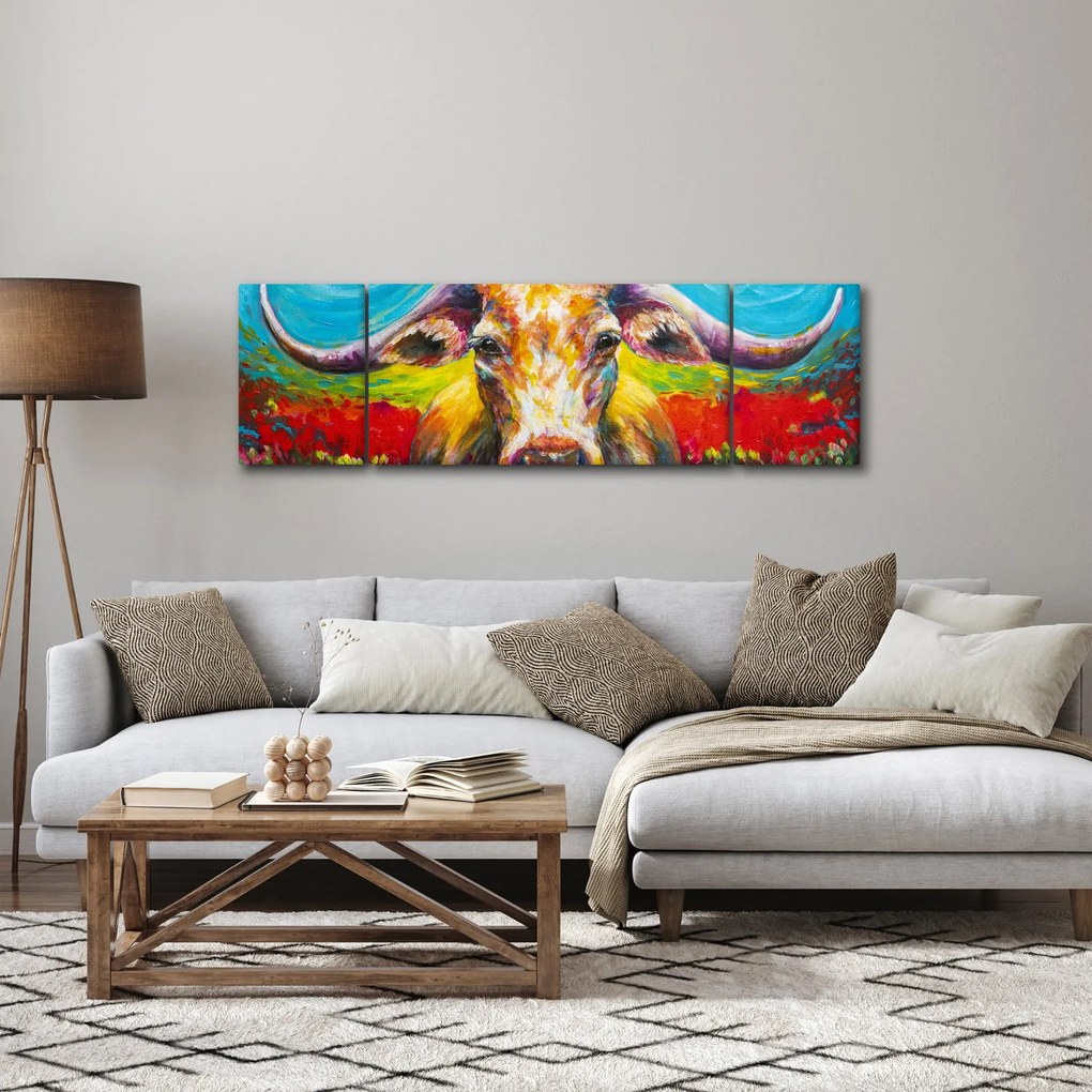 Obraz - Malowana krowa (170x50 cm)