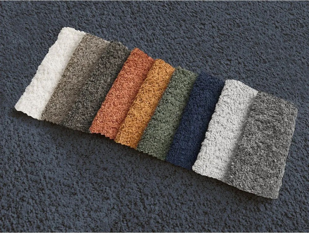 Ciemnoniebieska sofa z materiału bouclé 234 cm Azra – Bobochic Paris