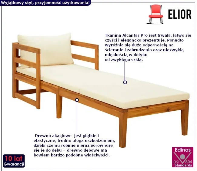 Leżak ogrodowy z drewna akacjowego- Honsa 4X
