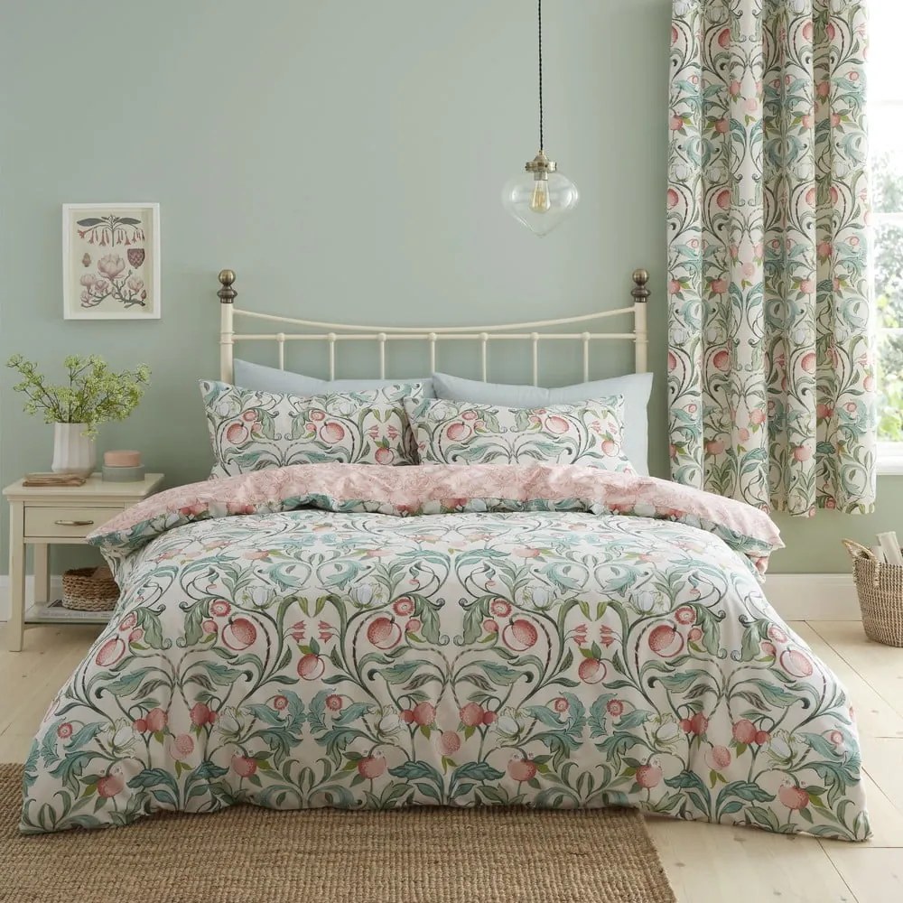 Zielono-różowa pościel dwuosobowa 230x220 cm Clarence Floral – Catherine Lansfield