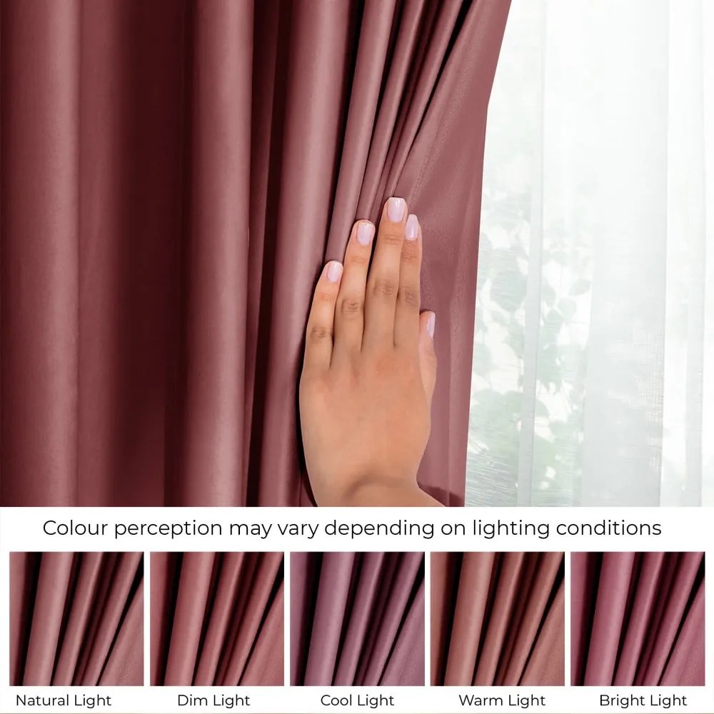 Różowa aksamitna zasłona częściowo zaciemniająca (dimout) 140x245 cm Eyelets – Restilo