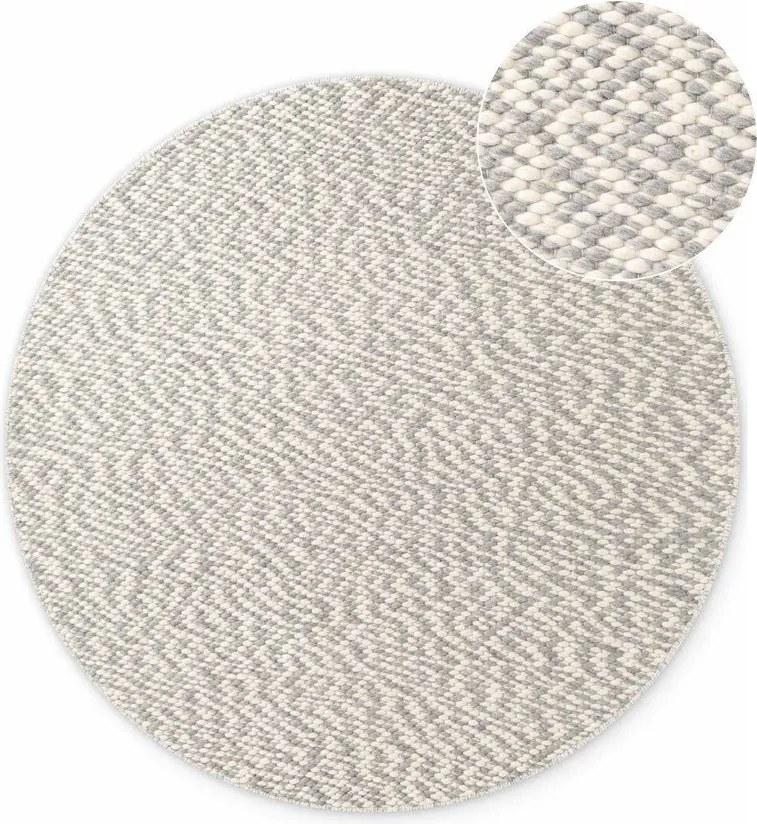 Jasnoszaro-kremowy wełniany okrągły dywan tkany ręcznie ø 160 cm Lyon Beans – Elle Decoration