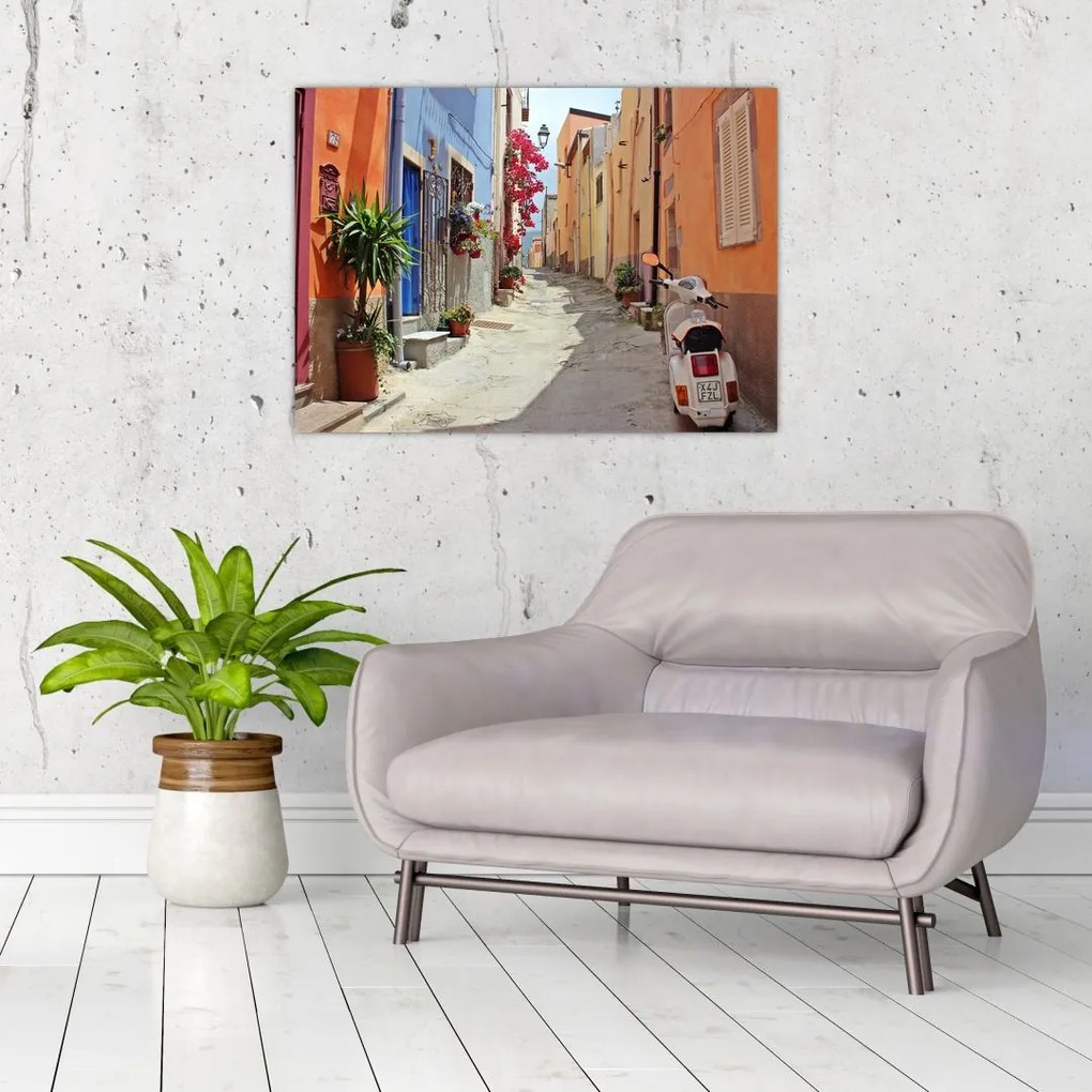 Obraz na szkle ulicy Sardynii (70x50 cm)