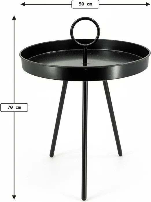 Ogródkowy stolik pomocniczy SIRVON metalowy 50x70 cm, czarny