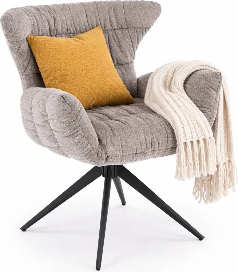 Szare designerskie tapicerowane krzesło obrotowe H6-S51