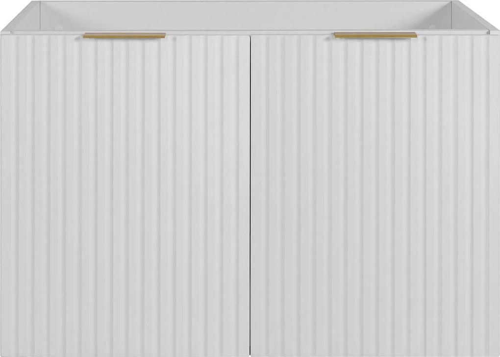 Szafka łazienkowa z drzwiami, Biały + złoty uchwyt, 80 x 57 x 46 cm