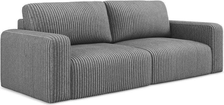 Szara sztruksowa rozkładana/ze schowkiem sofa 252 cm Kona – Makamii