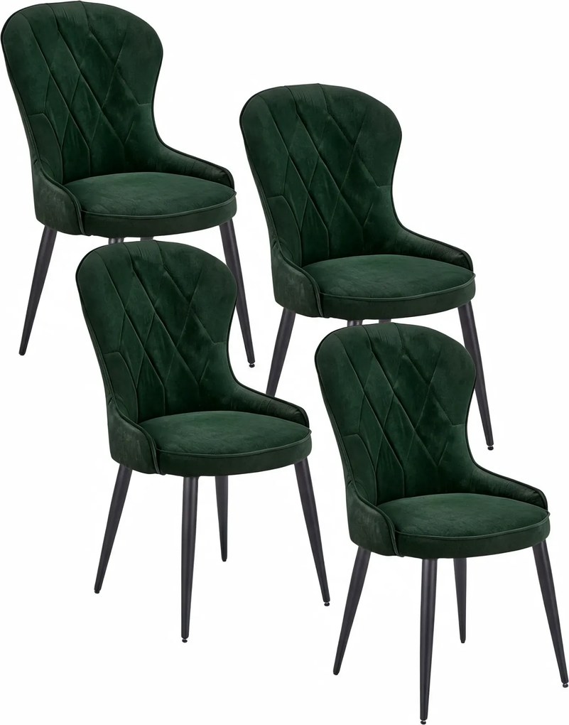 Komplet zielonych eleganckich krzeseł pikowanych 4 szt. A8-A29