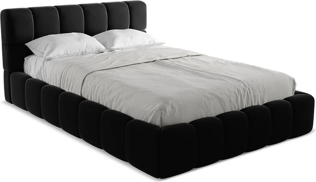 Łóżko 160 x 228 - z weluru - czarny - NALU