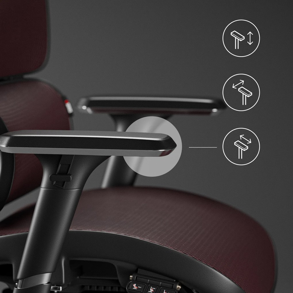 Krzesło do biurka Diablo V-Commander, zgodne z normą BHP, kolor czarno-burgundowy