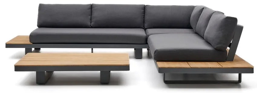Ciemnoszary/w naturalnym kolorze aluminiowy zestaw mebli ogrodowych dla 5 osób Tosqueta – Kave Home