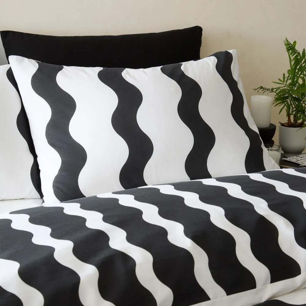 Czarno-biała pościel dwuosobowa 230x220 cm Waves – Sassy B