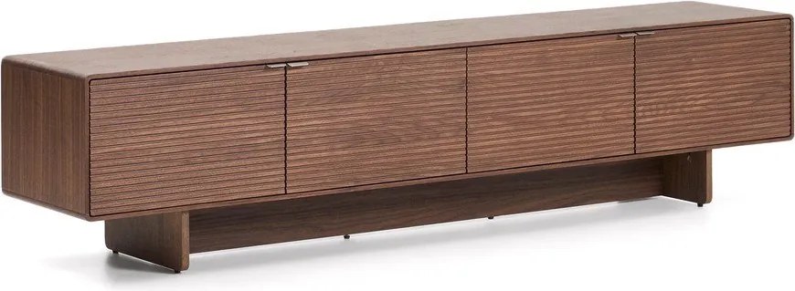 Ciemnobrązowa szafka pod TV w dekorze orzecha 200x46x40 cm Norlen – Kave Home