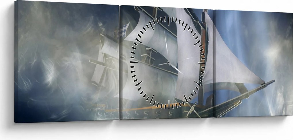 Obraz - Statek widmo (z zegarem) (90x30 cm)