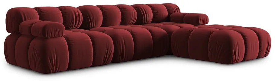 Czerwony aksamitny narożnik Bellis – Micadoni Home