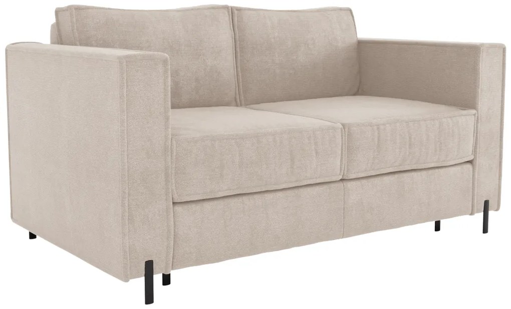 Kanapa 3-osobowa rozkładana typu express z beżową teksturowaną tapicerką - Miejsce do spania 140 cm - Materac 20 cm - ELORYA
