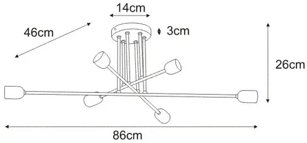 Biała metalowa lampa sufitowa patyki bez kloszy - A726-Kazasa