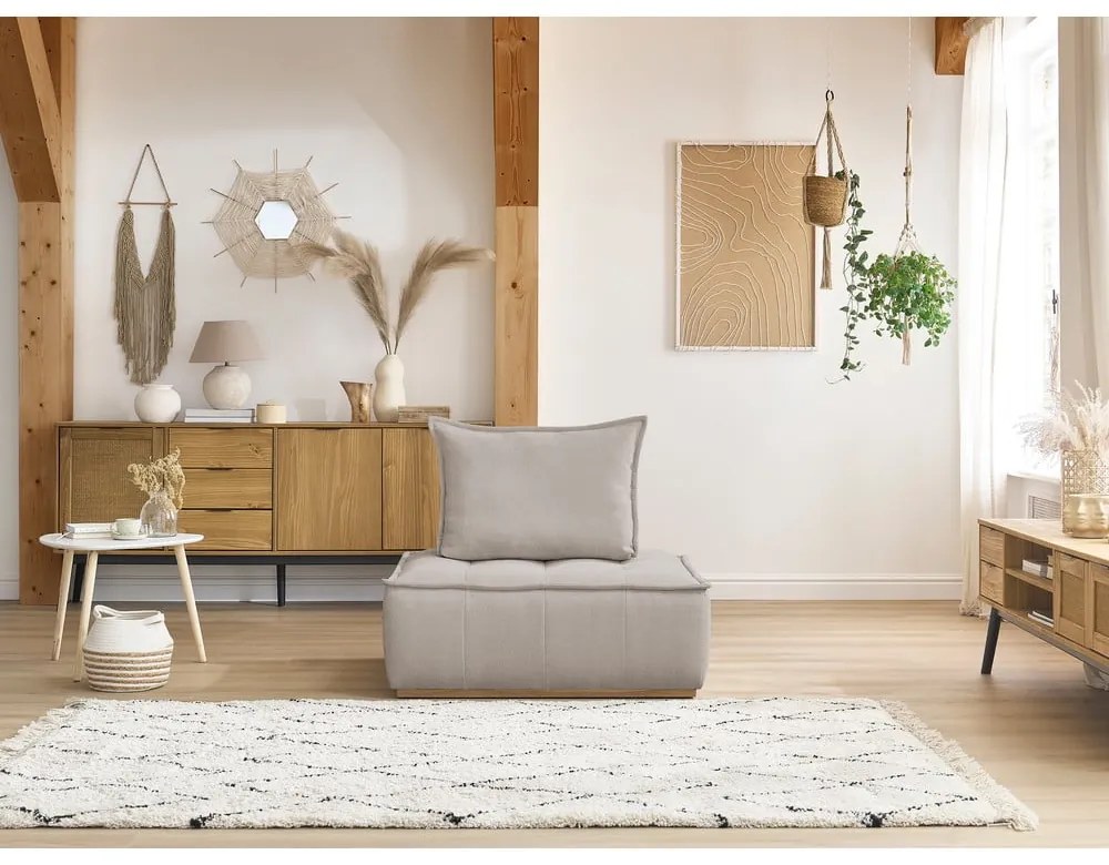 Beżowy fotel z tkaniny szenilowej Elisa – Bobochic Paris