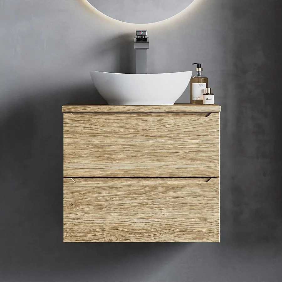 Zestaw do Łazienki 60cm Szafka z Blatem Dąb Olejowany Etna