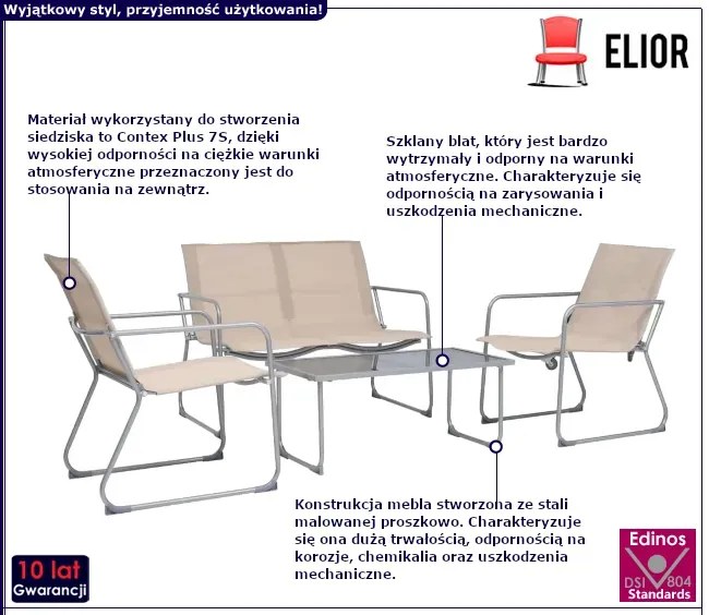 Czteroczęściowy zestaw wypoczynkowy w kolorze kremowym - Lucy 5X