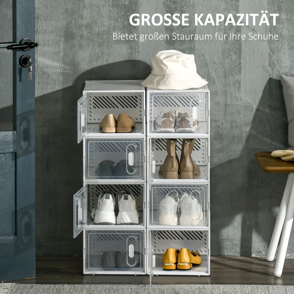 HOMCOM DIY Szafka na buty z 8 przegródkami plastikowa przezroczysta