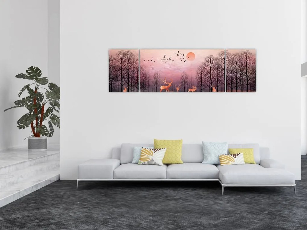 Zdjęcie - Jeleń w blasku zachodzącego słońca (170x50 cm)