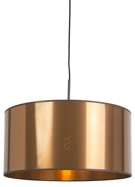 Lampa wisząca w stylu art deco biała z miedzianym kloszem 50 cm - Combi 1 Nowoczesny Oswietlenie wewnetrzne