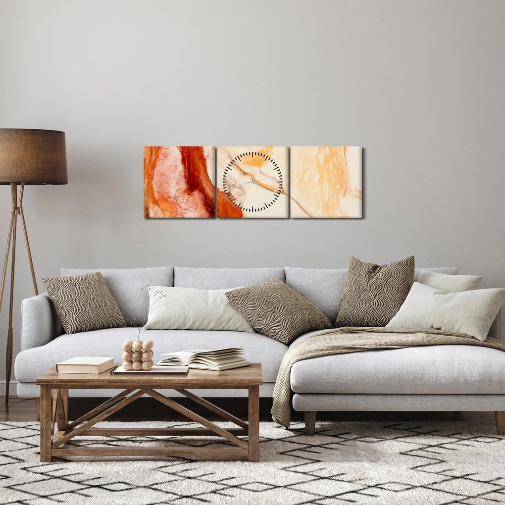 Obraz - Malarstwo abstrakcyjne (z zegarem) (90x30 cm)