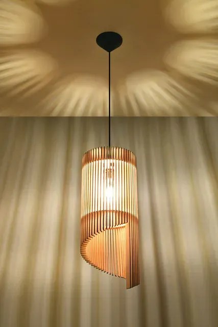 Drewniana nowoczesna lampa wisząca - 2X EX551 T4-P11