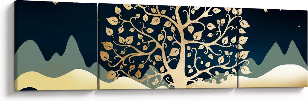 Obraz złotego drzewa (170x50 cm)