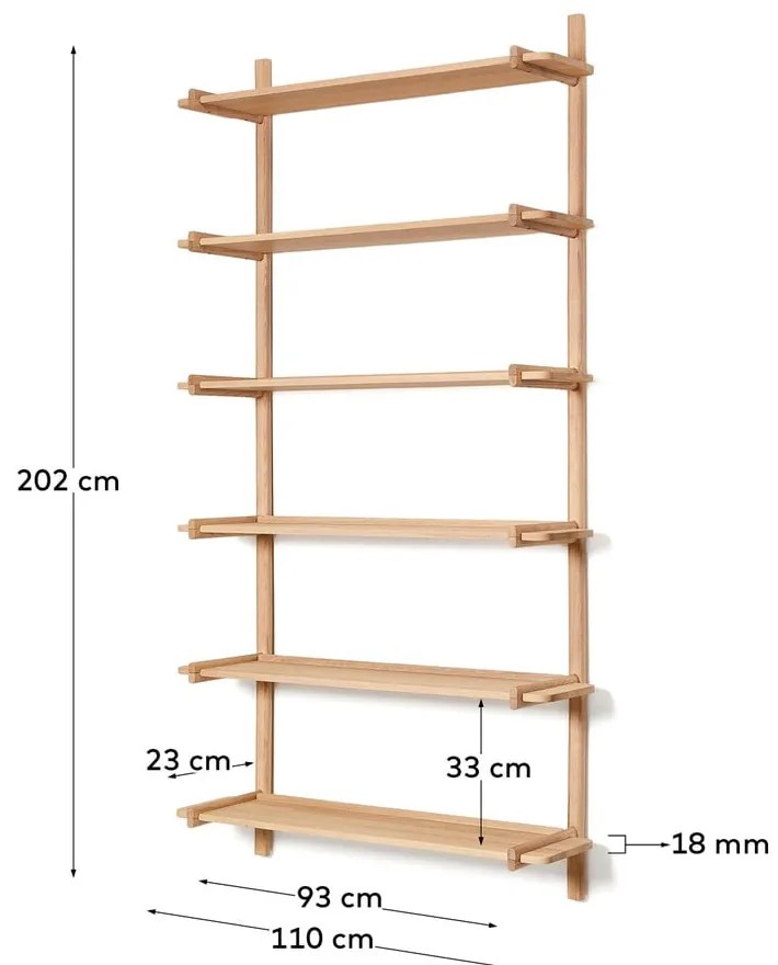 Modułowy system półek z litego drewna dębowego 110x202 cm Sitra – Kave Home