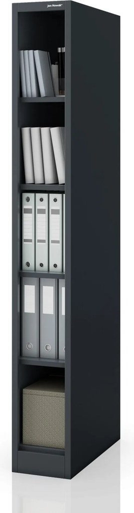 Regał metalowy wąski, archiwizacyjny na dokumenty antracytowy, 250x1850x600 mm: TIM
