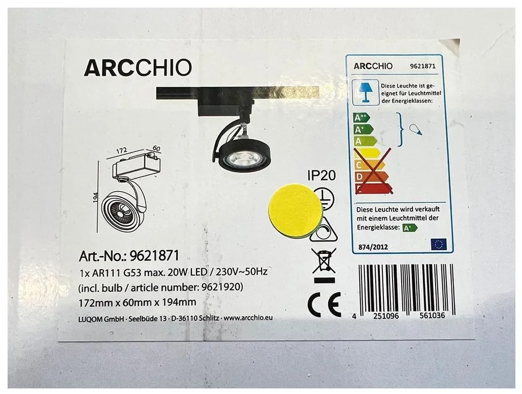 Arcchio - LED Oświetlenie punktowe do systemu szynowego RICK AR111 1xG53/13W/230V