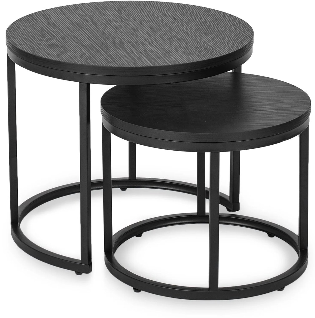 Zestaw Stolików Kawowych MANU 43 cm/53 cm Czarny Nowoczesny Loft