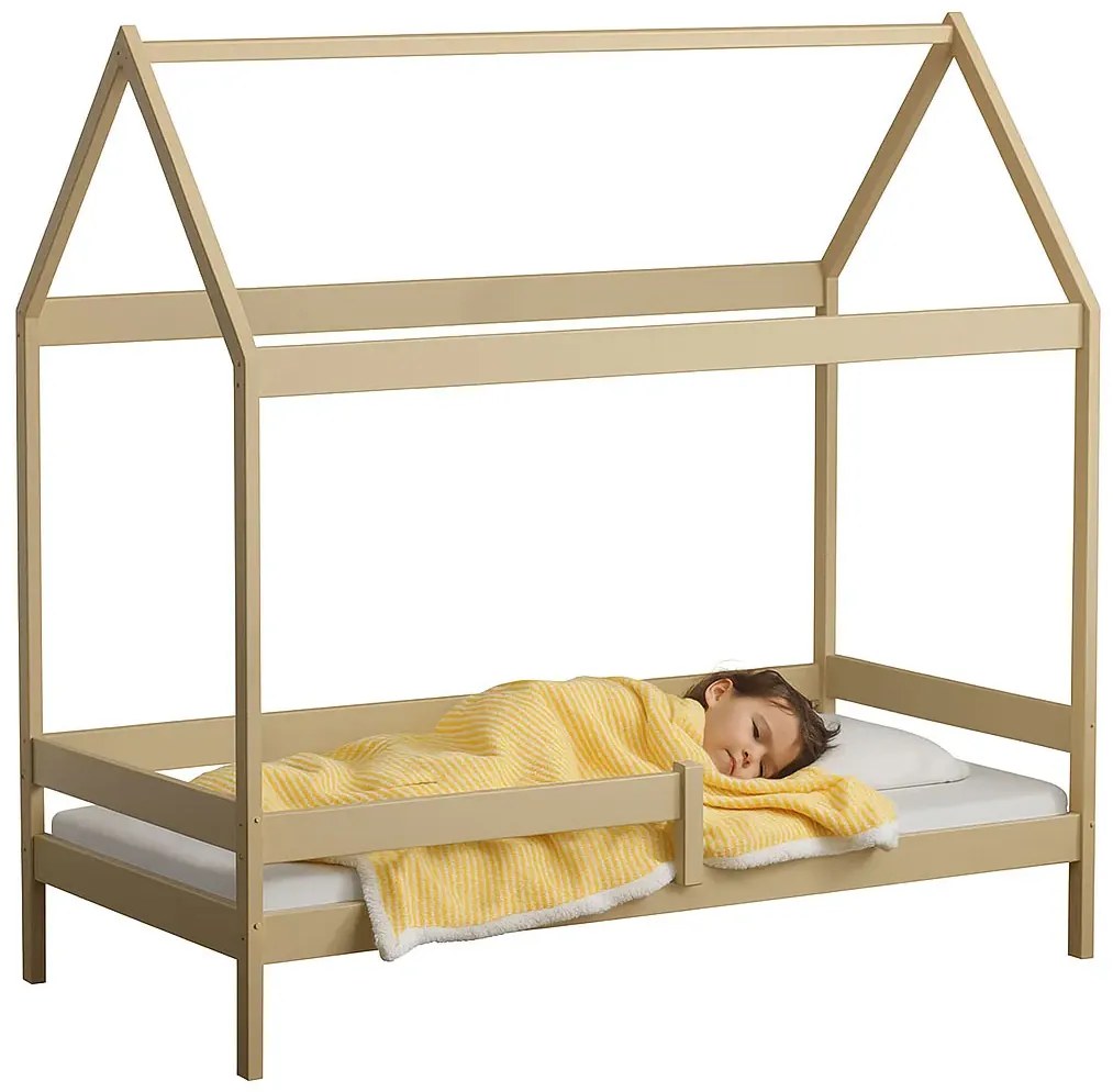 Drewniane łóżko w stylu skandynawskim, wanilia T8-M21