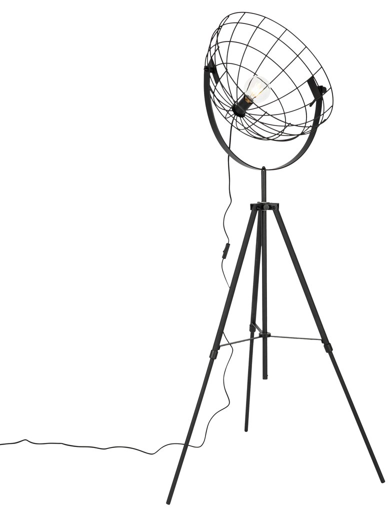 Candeeiro de pé industrial tripé preto 50 cm ajustável - Hanze
