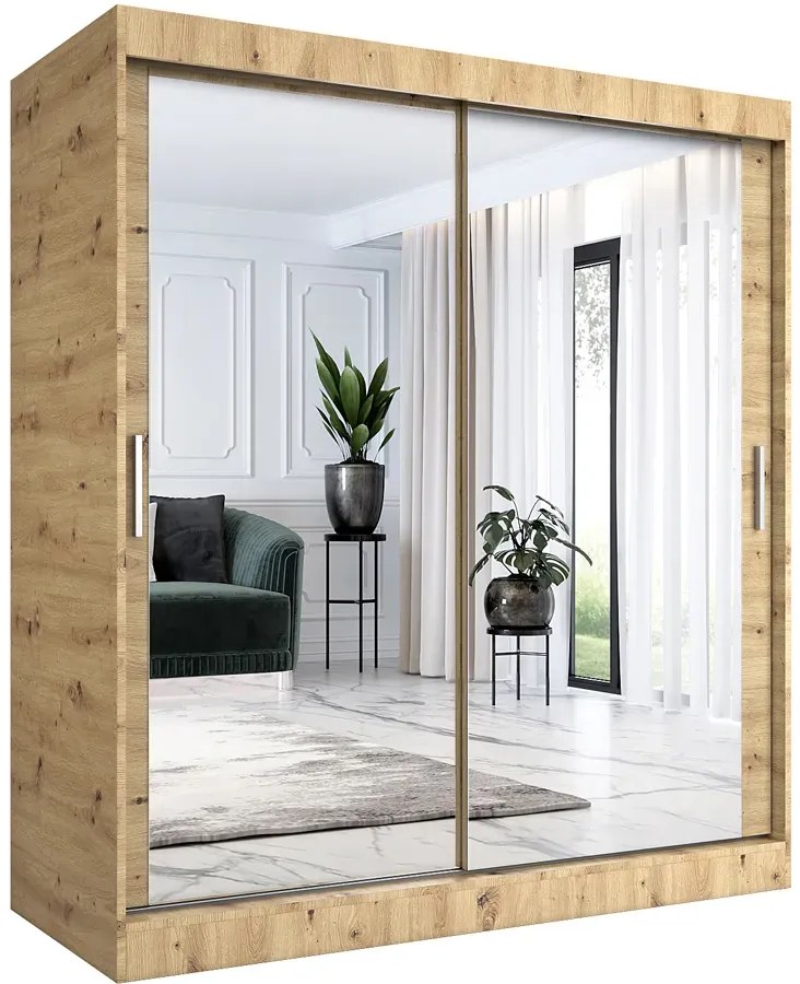 Szafa przesuwna z lustrem 180 cm dąb artisan C5-S16