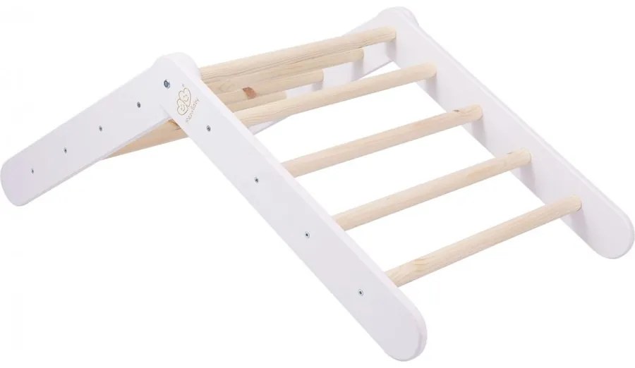 Domek z drabinką dla dzieci 60x61 cm składaną do pokoju. drewno, len, wiskoza, różowy domek, biała drabinka. - meowbaby®