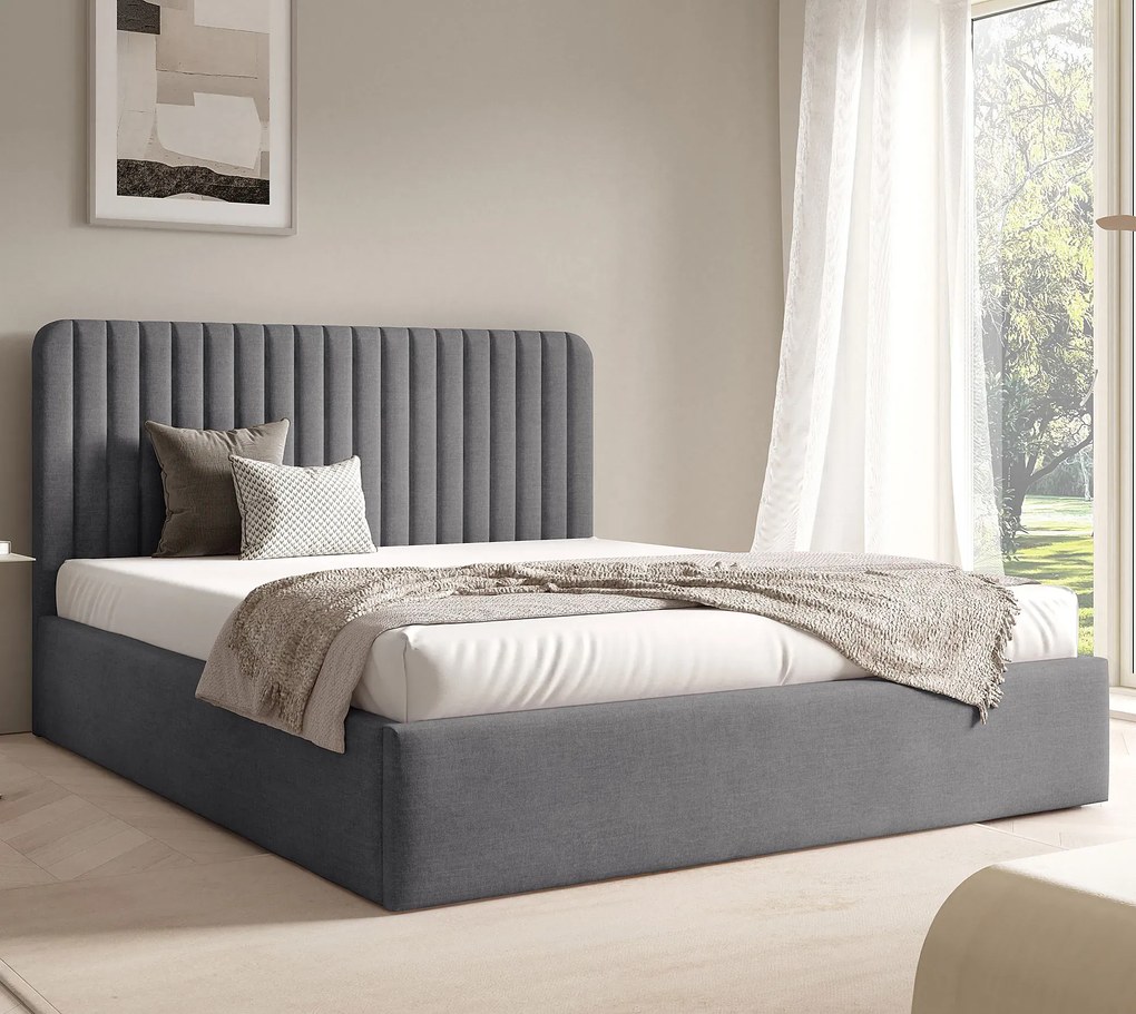 Ciemnoszare łóżko tapicerowane 3 rozmiary N9-F01