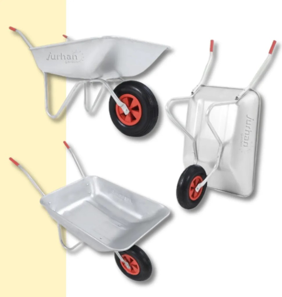 Taczka ogrodowa ocynkowana LARRY, max. pojemność 80l/100kg, srebrna/czarna Gardebruk