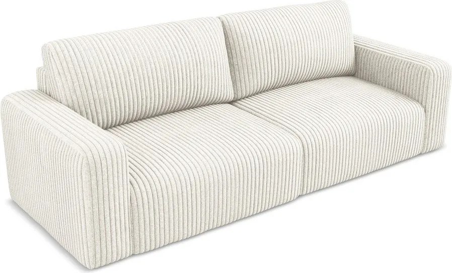 Kremowa sztruksowa rozkładana/ze schowkiem sofa 252 cm Kona – Makamii