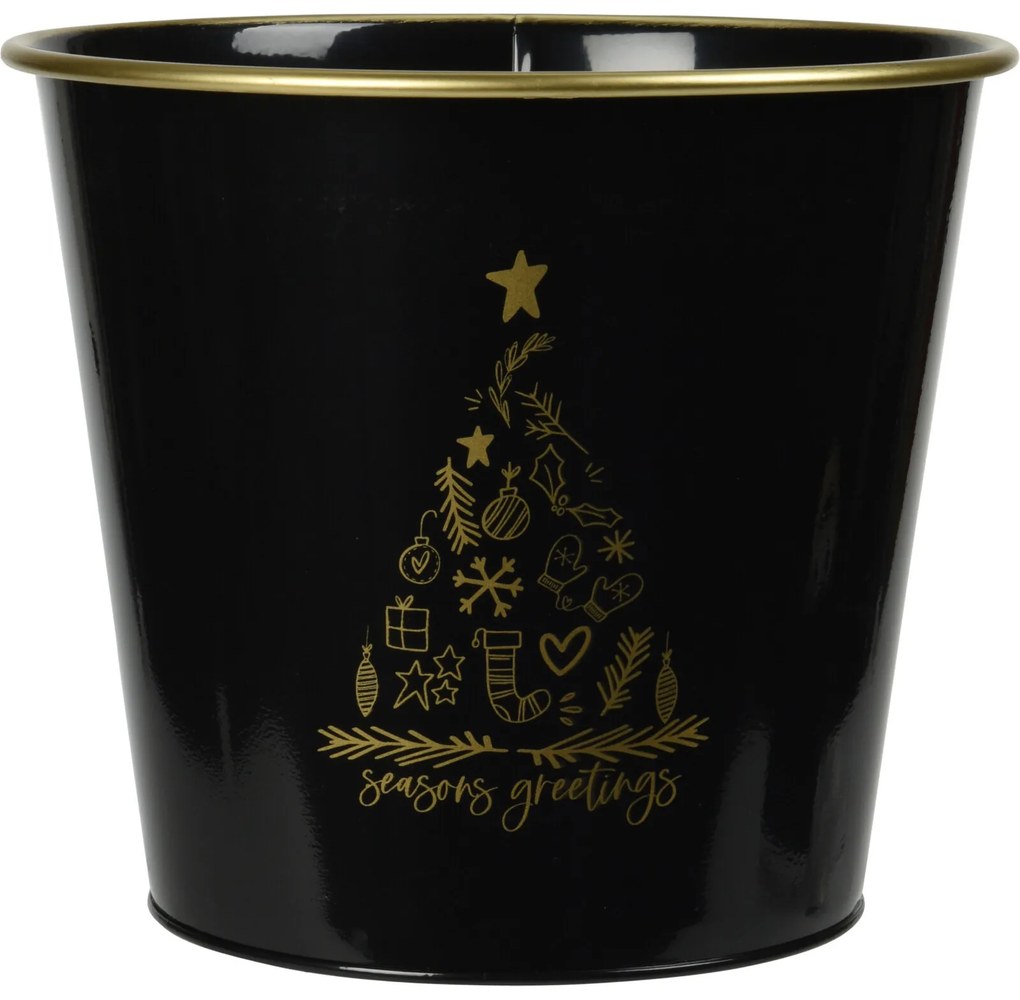 Metalowe wiaderko świąteczne, czarne