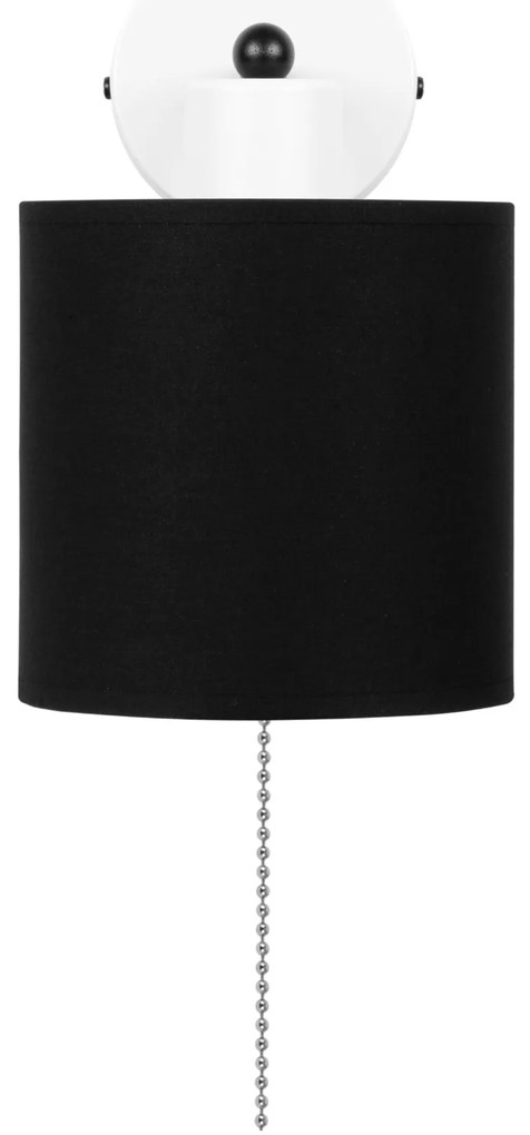 Biały kinkiet LED z włącznikiem z czarnym abażurem SHWD-C-1010WE-SC je